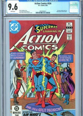 Action Comics 534 Cgc 9.  6 White Pages Superman Dc Comics 1982