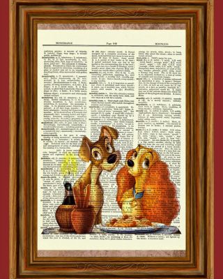 Lady And The Tramp Dictionary Art Print Poster Picture Book Disney Speghetti