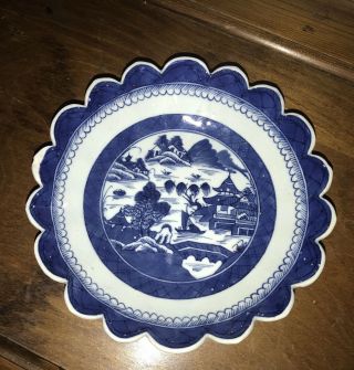 Antique Chinese Export Canton Plate B/w 18th/19th Century 8.  5 " D