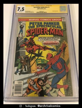 Spectacular Spider - Man 1 Cgc 7.  5 Ss Signed By Stan Lee