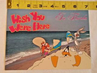 Vtg 1995 Postcard Looney Tunes Bugs Bunny Yosemite Sam Daffy Duck Myrtle Beach