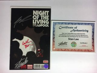 Night Of The Living Deadpool 1 Signed By Stan Lee Rob Liefeld & Bunn X - Force