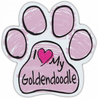 Pink Scribble Paws: I Love My Goldendoodle Golden Doodle | Dog Paw Car Magnets