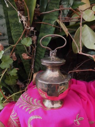 Antique Indian Brass Ganga Jal Holy Water Pot With Cup From Raj Time