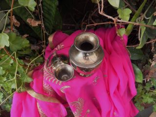 Antique Indian Brass Ganga Jal Holy Water Pot with Cup From Raj Time 4