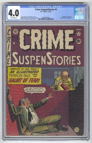Crime Suspenstories 3 Cgc 4.  0 Vintage Ec Comic Horror Golden Age 10c