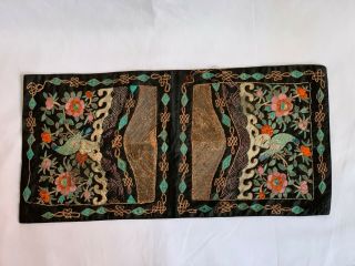 Antique Chinese Embroidered Silk Double Panel Rank Badge 19th Century