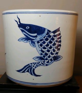Chinese Japanese Antique Blue and White Porcelain Brush Pot 2