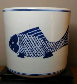 Chinese Japanese Antique Blue and White Porcelain Brush Pot 3