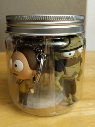 SDCC 2018 Exclusive Monogram Pickle Rick and Morty Collector ' s Jar Keyring Set 2