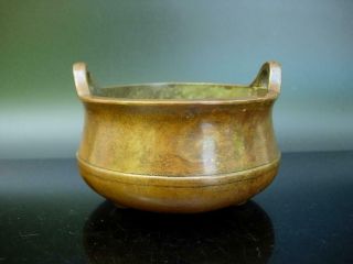 A Small Antique Chinese Bronze Tri - Pod Censer With Marking