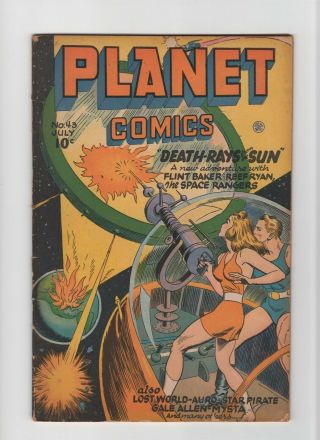 Planet Comics 43 Vintage Fiction House Horror Scifi Death Ray Cover Gold 10c