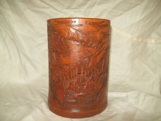 Antique 19th C.  Chinese Bamboo Brush Pot