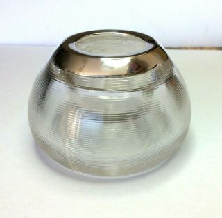 Antique Glass Globular Match Striker Pot Paperweight Silver White Metal Mount