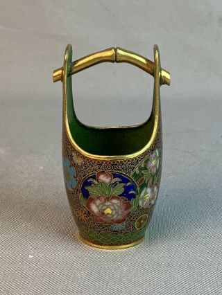 Antique Japanese Meiji Cloisonne Bucket Shape Vase Very Fine Gilt Wires