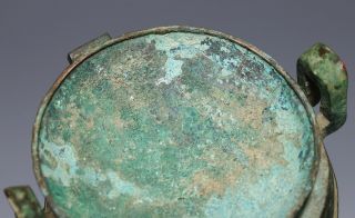100 Archaic Chinese Bronze Tripod Ritual Wine Vessel Cover HE Han Dynasty SA27 7