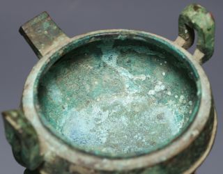 100 Archaic Chinese Bronze Tripod Ritual Wine Vessel Cover HE Han Dynasty SA27 8