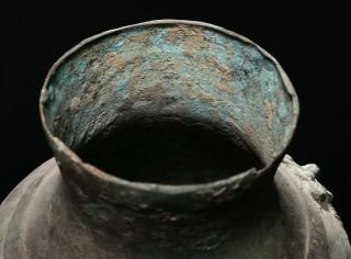 Archaistic Chinese Han Dynasty Ritual Bronze Wine Vessel HU Vase Bottle SA95 8