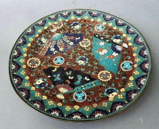 Antique Japanese Cloisonne Small Charger Enamel On Copper