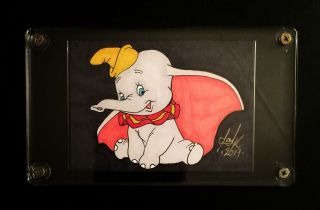 Walt Disney Classic Dumbo Art Psc Sketch Card 1/1 By Artist Tony Keaton
