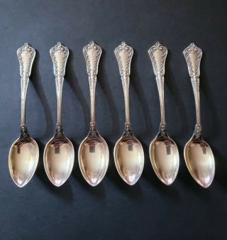 Sterling Silver Demitasse Antique Spoons Gold Washed Bows Ornate Handles Set {6}