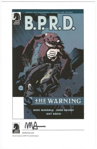 Mike Mignola Hellboy Signed Comic Art Print Bprd The Warning Dark Horse Promo