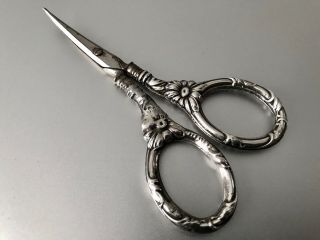 Antique Art Nouveau Sterling Silver Scissors / Sewing Scissors