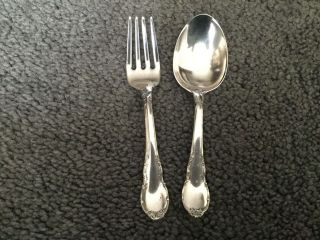 Vintage Lunt Modern Victorian Sterling Silver Baby Fork And Spoon Set