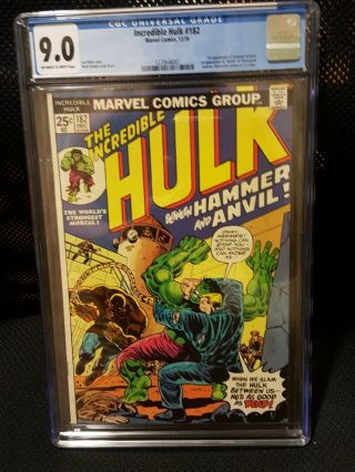 The Incredible Hulk 182 (dec 1974,  Marvel) Cgc 9.  0 Blue Label 3rd Wolverine