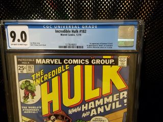 The Incredible Hulk 182 (Dec 1974,  Marvel) CGC 9.  0 Blue label 3rd Wolverine 2