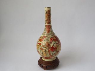 19th C Meiji Period Japanese Satsuma Bottle Vase