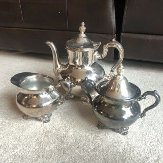 Vintage Silver Plate Coffee Tea Set Service Towle 3 Piece Sugar Creamer