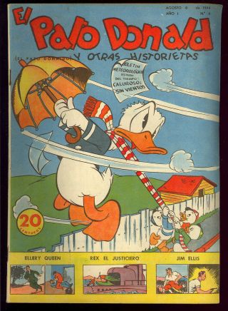 Donald Duck V1 4 Rare Sub - Mariner Foreign Ed.  Carl Barks Disney Comic 1944 Fn