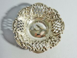 Stunning Antique Victorian 1876 Sterling Silver Pierced Bon Bon Pin Dish Bowl