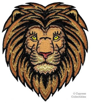 African Lion Iron - On Patch Embroidered Roaring Wild Animal Souvenir Applique