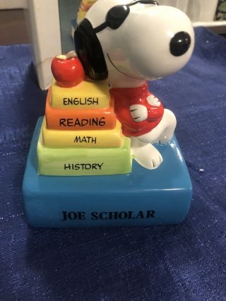 1989 Peanuts Snoopy Joe Cool Leaning On Books Music Box Willitts 9309 Nib