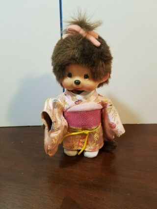 Vintage Sekiguchi Monchichi Monkey Doll Girl Dog Sucking Bottle Asian Outfit