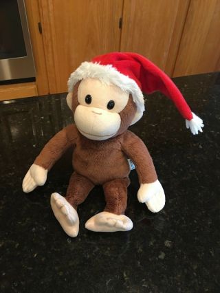 Applause Wearing Santa Hat Curious George Monkey Plush Stuffed Animal 11 "