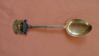 Antique British Ocean Liner S.  S.  Doric Sterling Silver Enamel Souvenir Spoon