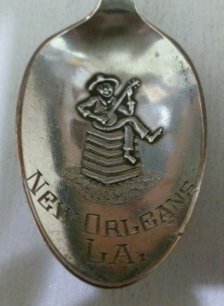 Orleans,  La.  Banjo Player Sterling Silver Souvenir Spoon 5 1/4 " P&b