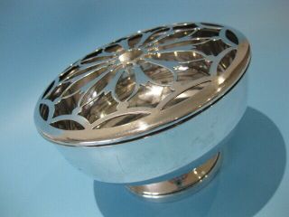 Large Vintage Silver Plated Regency Style Posy Bowl With Pierced Top