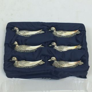 Htf Set Of 6 Silver Plated Duck Knife Rests Silea In