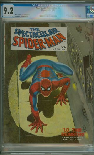 Spectacular Spider - Man 1 (cgc 9.  2) Ow/w Pages; Updated Origin; 1968 (c 24355)