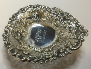 Antique Solid Silver Art Nouveau Nut Candy Pin Bon Bon Dish,  Birmingham,  1896