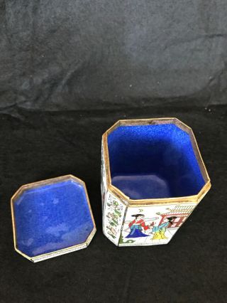 Fine Old Antique Chinese Cloisonne Enamel Copper Lidded Box Jar Late Qing 7