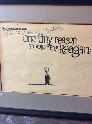 Rare - Jeff Macnelly Hand - Sign Editorial Cartoon 1980’s “vote For Reagan