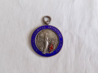 Vintage Silver Enamel Fob Medal IMPERIAL CHEMICAL INDUSTRIES LIMITED 1932 2