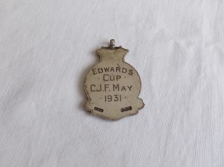 Vintage Silver Enamel Fob Medal R N V R SUSSEX EDWARDS CUP 1931 3