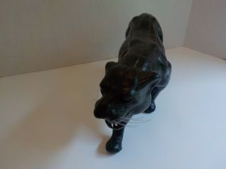 Leather Black Panther Animal Figure Open Mouth On The Prowl
