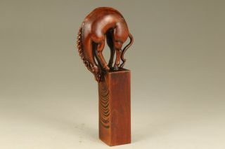 Chinese Old Boxwood Horse Statue Figure Netsuke Seal Sexy Noble Gift Aa Decorate